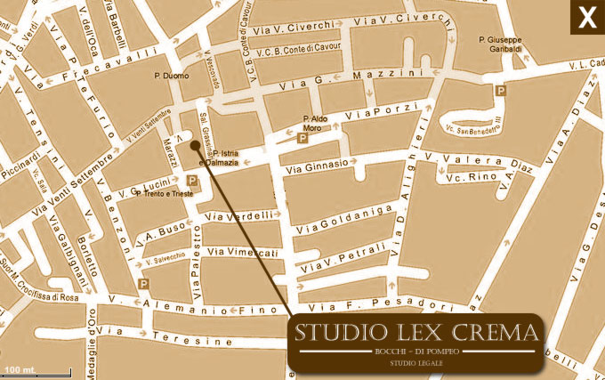 studio lex crema - avvocato bocchi - avvocato di pompeo - stretta grassinari 10 - 26013 crema cr - tel +39 0373 259179 - fax +39 0373 257117 - info@studiolexcrema.it - partita iva 01370010199